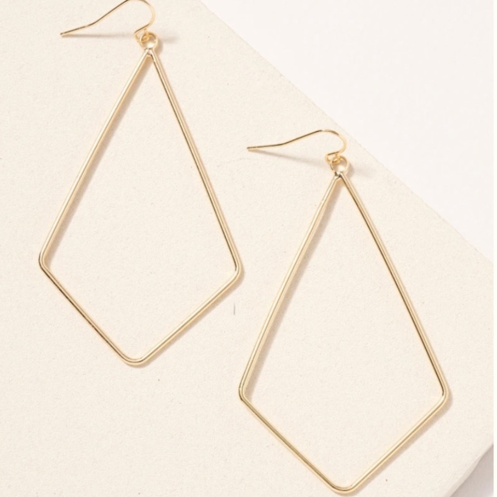 Large Gold Geometric Dangling Earrings - Picture 3 of 3